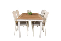 Spisestol Anna & Panama 2-pakk + Rektangulært spisebord 160 x 90 – hvit