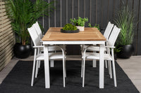Spisestol Santorini & Panama 2-pakk + Rektangulært spisebord 160 x 90 – hvit