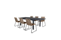 Spisestol Lindos & Marbella 2-pakk + spisebord rektangulært 160 x 100 – brun og svart