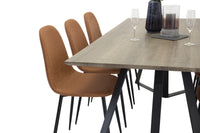 Spisestol Polar & Marina 2-pakk + Rektangulært spisebord 180 x 90 – brun og natur