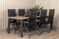 Posisjonsstol Panama 2-pakk + Rektangulært spisebord 224 x 100 – svart
