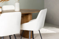 Spisegruppe oval 180 x 90 + Rosie & Isolde 2-pakk – beige og natur