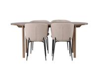 Spisestol Modesto & Andy 2-pakk – beige + Spisebord ovalt 180 x 90 – natur