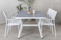 Spisegruppe Virya & Santorini 200 × 100 + 2-pakk spisestol – hvit