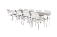 Spisebord Levels & Santorini rektangulært 229 × 100 + spisestol 2-pakk – hvit