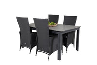 Spisebord Padova 160 x 100 + 2-pakk lenestoler – svart