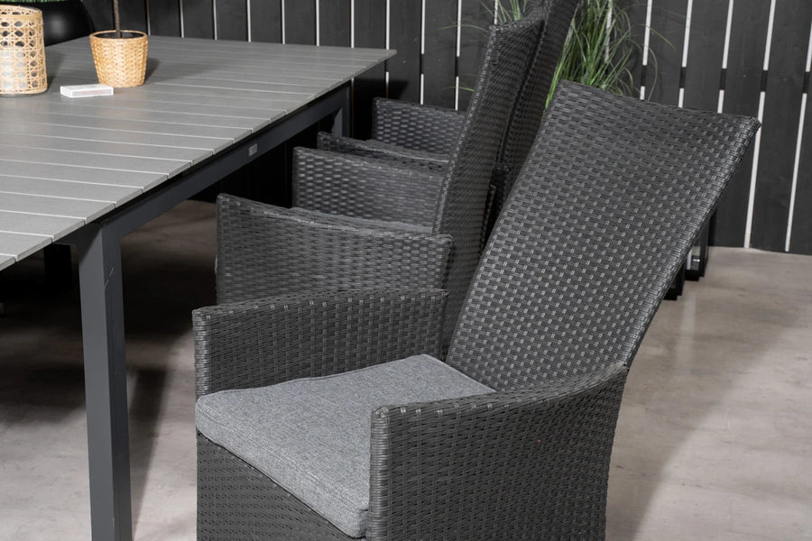 Spisebord Padova 160 x 100 + 2-pakk lenestoler – svart