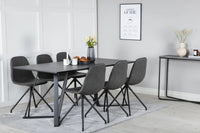 Spisestol Polar & Marina 2-pakk + Rektangulært spisebord 180 x 90 – svart
