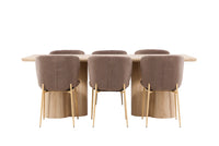 Spisestol Modesto & Olivia 2-pakk + spisebord 210 x 100 – brun og natur