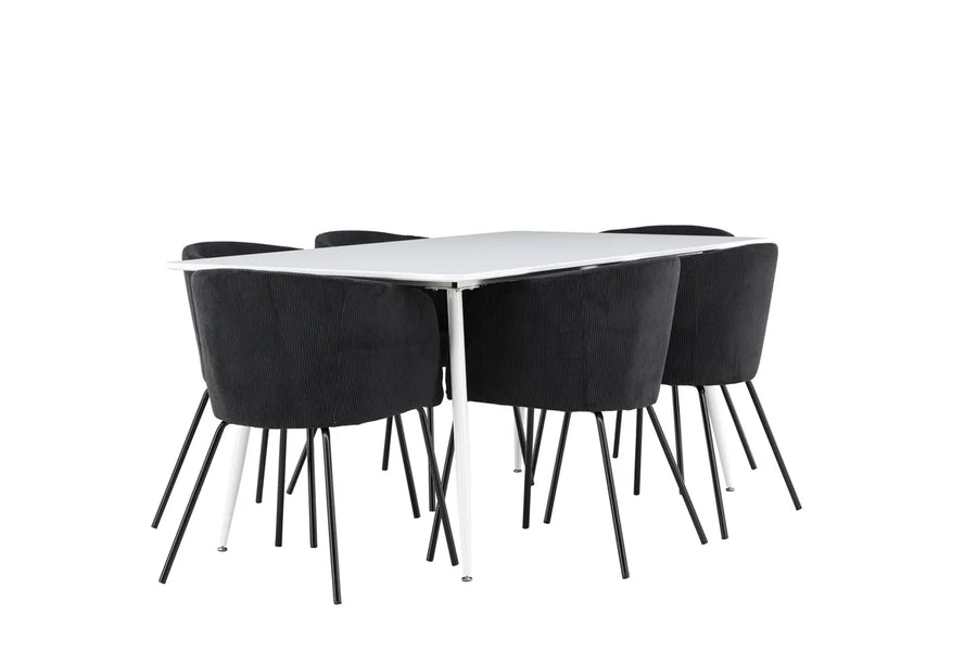 Spisegruppe Berit & Silar 180 x 90 – svart og hvit