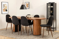 Spisegruppe Bianca & Polar Oval 200 x 90 + spisestol 2-pakk – valnøtt og svart