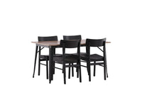 Spisegruppe Tempe & Montros 140 x 80 med 2-pakk spisestoler – valnøtt og svart