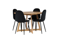 Spisestol Polar & Yakidon 2-pakk + Spisebord rundt ⌀120 – svart og brun