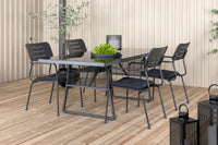 Spisestol Nicke & Dallas 2-pakk + Rektangulært spisebord 193 x 90 – svart