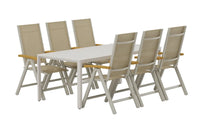 Spisegruppe Giardini & Panama 200 x 90 + posisjonsstol 2-pakk – beige
