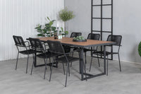 Spisegruppe Khung & Lindos rektangulær 200 × 100 2-pakk – natur og svart