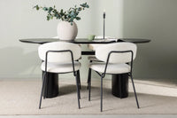 Spisestol Chico & Isolde 2-pakk + Spisebord ovalt 180 x 90 – hvit og svart