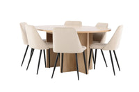 Spisestol Night & Strada 2-pakk – beige + Spisebord rektangulært ⌀120 – whitewash