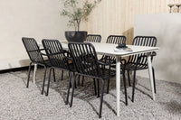 Spisegruppe Lina & Peking 200 x 90 + spisestol 2-pakk – beige og svart