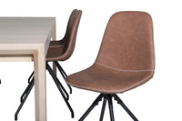 Spisebord Slider & Polar 170 x 95 + spisestol 2-pakk – hvitvasket og brun