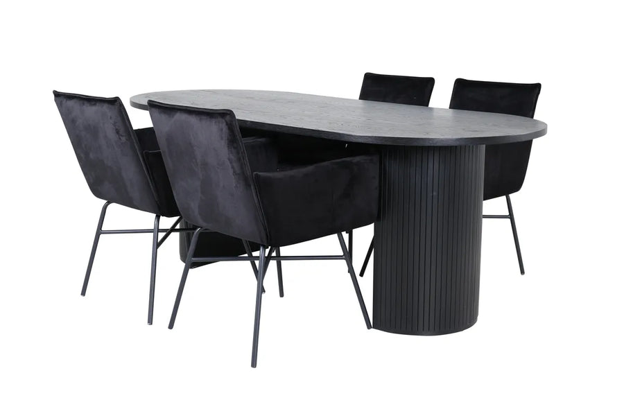 Spisegruppe oval 200 x 90 – svart
