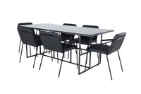 Spisestol 2-pakk + Rektangulært spisebord 200 x 90 – svart
