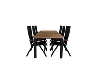 Posisjonsstol Panama 2-pakk + Rektangulært spisebord 224 x 100 – svart