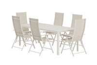 Spisebord 200 x 90 + posisjonsstol 2-pakk – beige