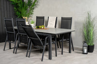 Spisebord Levels & Copacabana 229 × 100 + liggestol 2-pakk – svart