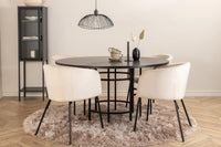 Spisegruppe rund ⌀140 – svart og beige