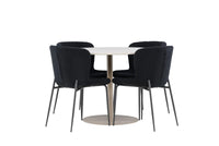Spisestol 2-pakk Modesto & Lycke + Rundt spisebord ⌀110 – svart og beige