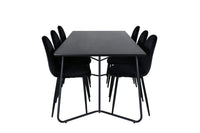 Spisegruppe Petra & Polar 190 x 90 + spisestol 2-pakk – svart