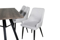 Spisestol Plaza & Marina 2-pakk + Rektangulært spisebord 180 x 90 – grå og natur