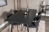 Spisestol Vault & Inca 2-pakk + Rektangulært spisebord 160 x 85 – svart