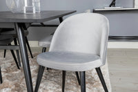 Spisegruppe Sleek & Velvet 195 x 95 + spisestol 2-pakk – svart og grå
