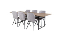 Spisestol Gemma & Padang 2-pakk + Spisebord 250 x 100 – grå og natur