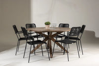 Spisegruppe Lindos & Rosario 2-pakk + Rundt ⌀140 – svart og brun