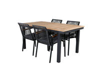 Spisestol Dallas & Panama 2-pakk + Rektangulært spisebord 152 x 90 – svart