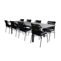 Spisestol Julian & Levels 4-pakk + rektangulært spisebord 229 × 100 – svart