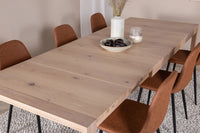 Spisebord Slider & Polar 170 x 95 + spisestol 2-pakk – hvitvasket og brun