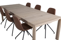 Spisebord Slider & Polar 170 x 95 + spisestol 2-pakk – hvitvasket og brun