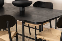 Spisegruppe Uno & Polly 200 x 90 + spisestol 2-pakk – svart