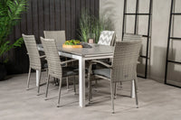Spisegruppe Levels & Anna 160 x 100 + 2-pakk spisestoler – hvit og grå