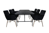 Spisestol Petra & Uno + Rektangulært spisebord 200 x 90 – svart