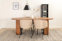 Spisegruppe Berit & Bianca + Ovalt 200 x 90 – beige og valnøtt