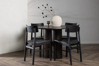 Spisestol Olivia 2-pakk + Spisebord rundt ⌀110 – svart og mokka