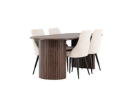 Spisegruppe oval 200 x 90 2-pakk – mocca og beige