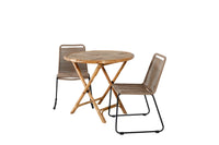 Kafébord Cane & Lindos ⌀80 + spisestol 2-pakk – natur og brun