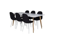 Spisestol Polar 2-pakk – svart + rektangulært spisebord 180 x 90 – hvit