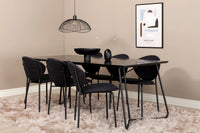 Spisestol Vault & Petra 2-pakk + Rektangulært spisebord 190 x 90 – svart